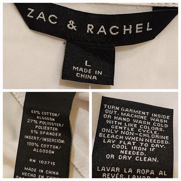 🔸️NWT Zac & Rachel White Buttoned Adjustable Long Sleeve Top Large - Picture 12 of 13